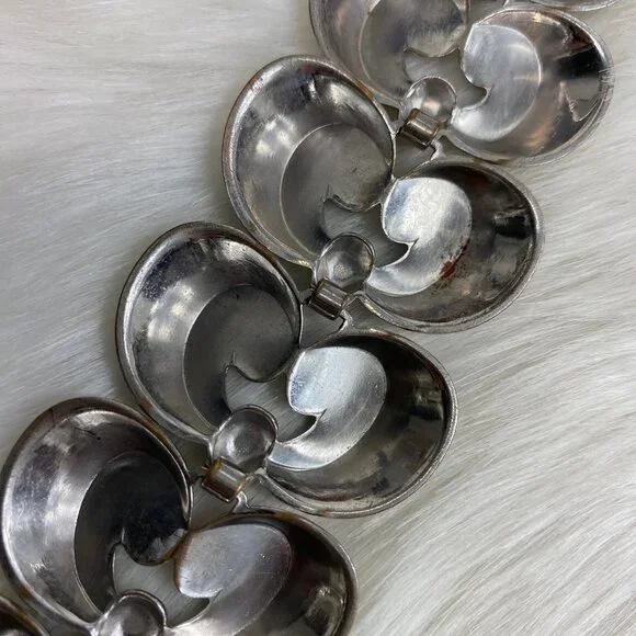 Vintage Monet Silver Tone Link Swirl Bracelet 7